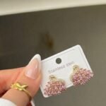 pink swan earrings