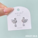 silver swan earrings