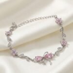 silver pink bow